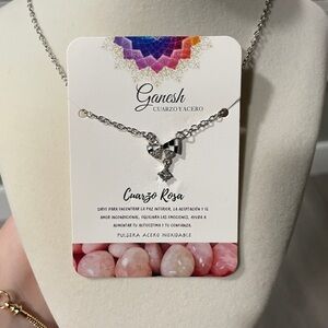 Ganesh Silver Necklace with Geometric Pendant